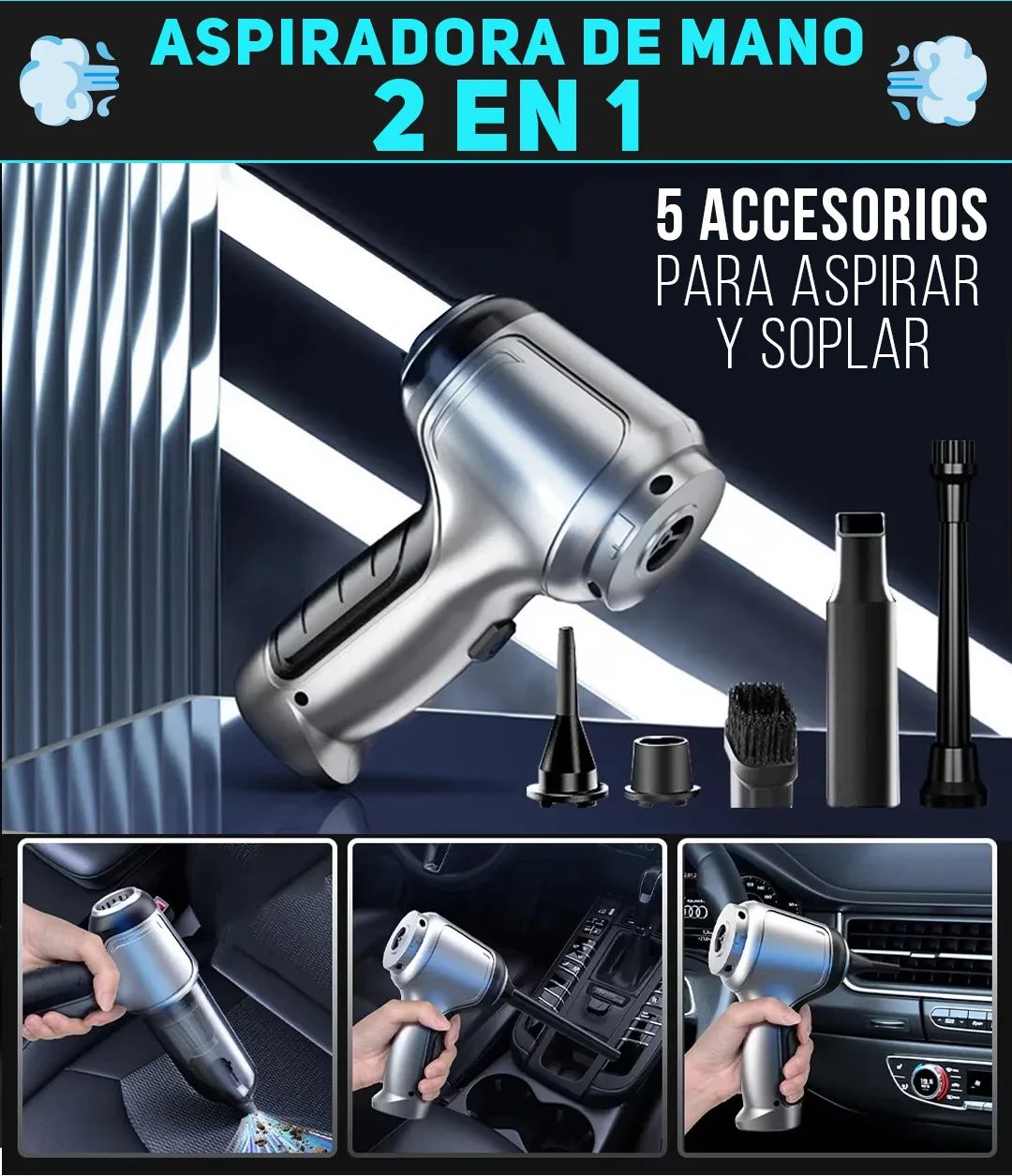 ASPIRADORA MINI RECARGABLE 2 EN 1