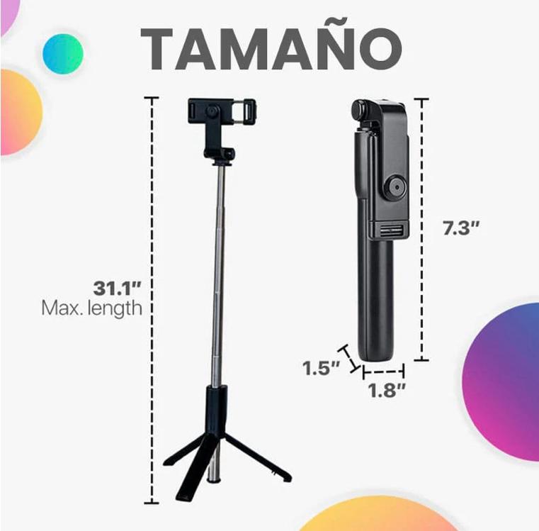 PALO SELFIE 6 EN 1 TRÍPODE CON LUZ LED - SELFIE STICK