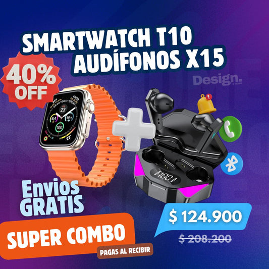 SUPER COMBO Reloj T10 + Audífonos X15